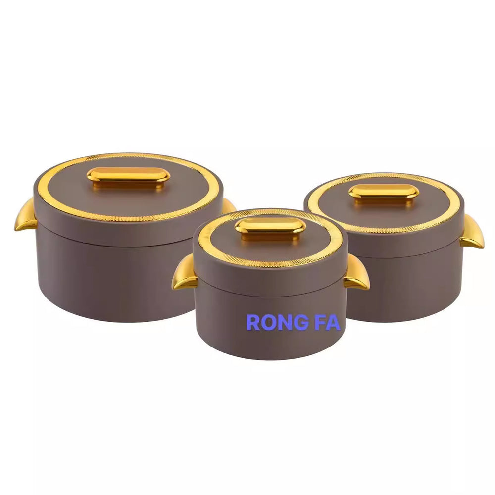 Food warmer containerexport3pcs gold handle straight body insulation box 1.0l 2.l3.5l