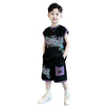 Boys' sleeveless summer outfit set,  new style, mid-to-large size, lightweight and stylish summer boys' clothing, trendy kids' sports tank top