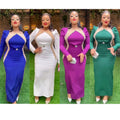 african plus size women's fashion v-neck european and american  sexy maxi dress with color block design