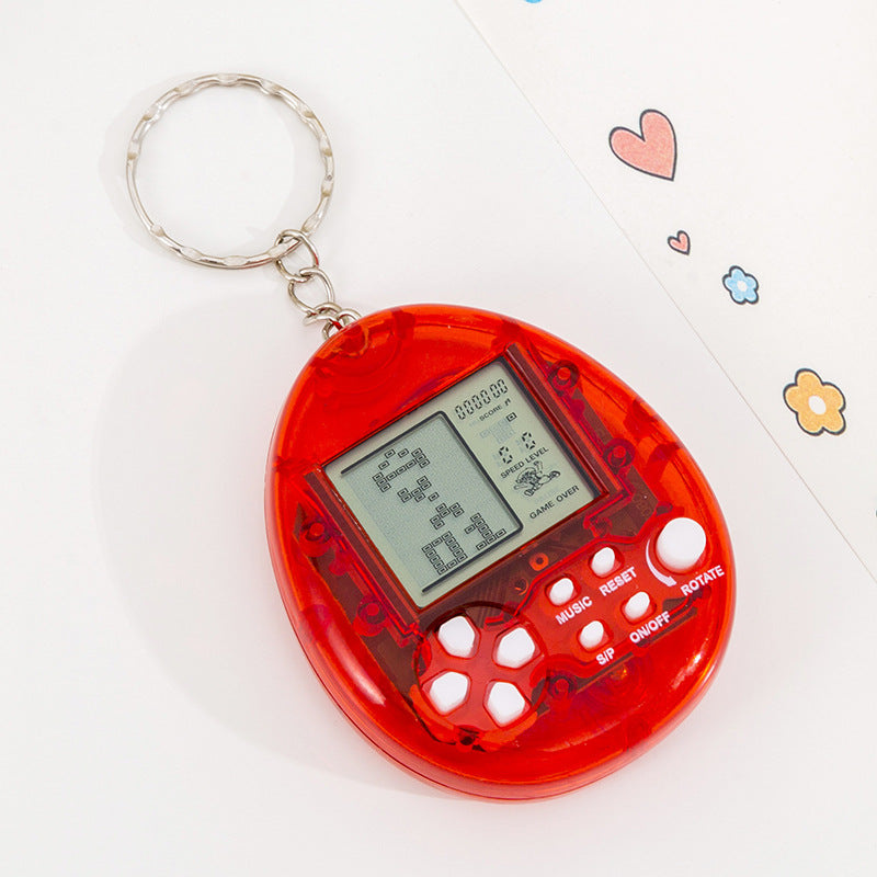 creative round keychain tetris mini game console toy handheld electronic game console charm