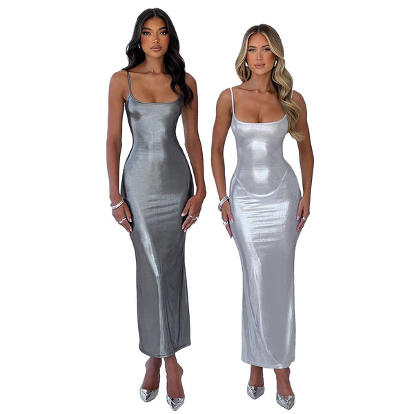Vimeko hot-selling new products, Europe, America,    2023 autumn and winter elastane knitted filament suspender dress