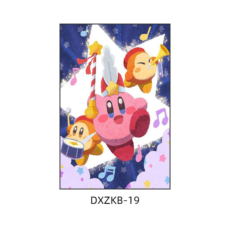 Star Kirby decorative painting pink girl bedroom children's room hanging painting cartoon animation cute princess bedside mural