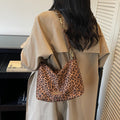 2025 new design leopard print shoulder & crossbody bag - large capacity tote bag - vintage effortless style fashion handbag