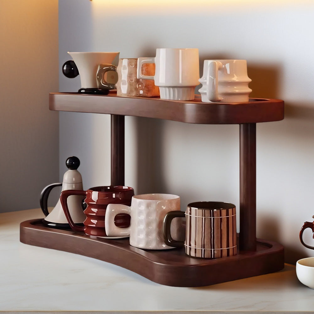 Cup holder desktop storage rack countertop double-layer storage rack tea set rack coffee cup water cup desk display rack