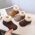 Girls' lambswool snow boots - new  collection: kids' retro fuzzy ankle boots, plush-lined flat winter cotton shoes