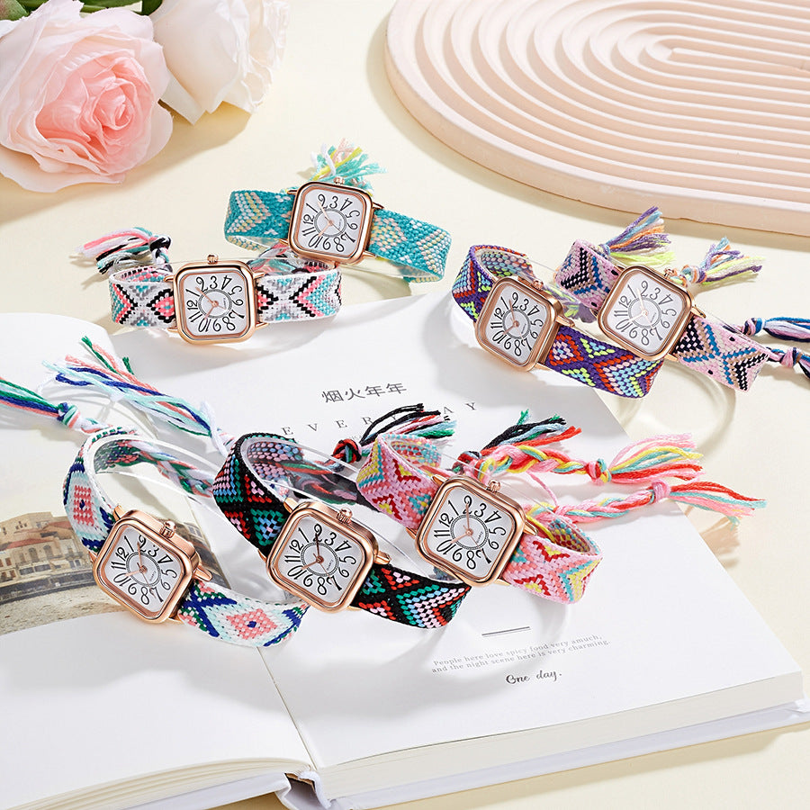 New women's watches live stream new women's woven strap quartz watch fashion cross-border wholesale