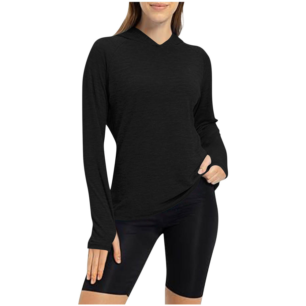 cross-border autumn hooded fitness top - slim fit, fingerless gloves, yoga long sleeve training running sports top for women