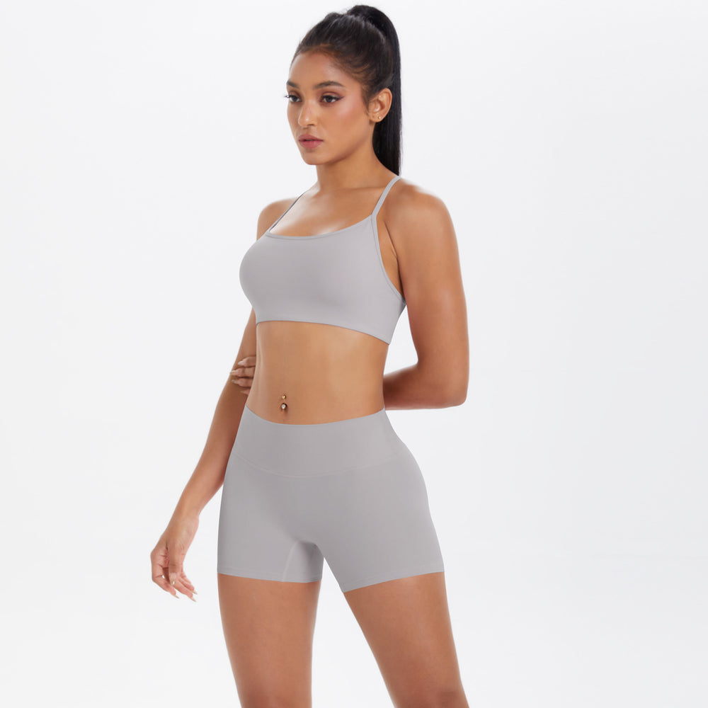 New outdoor casual cloud-like athletic yoga set - quick-dry, compression, criss-cross back, butt-lifting shorts workout outfit