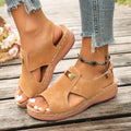 Export cross-border plus size women's shoes thick sole women's  new arrival plaid open toe sandals cut outcasual plus size sandals