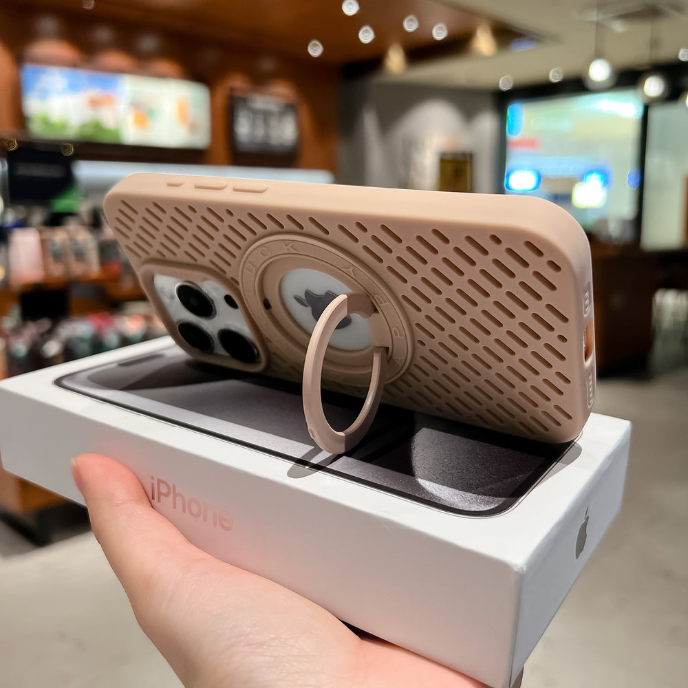 Cooling magnetic ring stand phone case for apple 16 pro max, silicone soft case with cutout design, iphone 15 protective cover