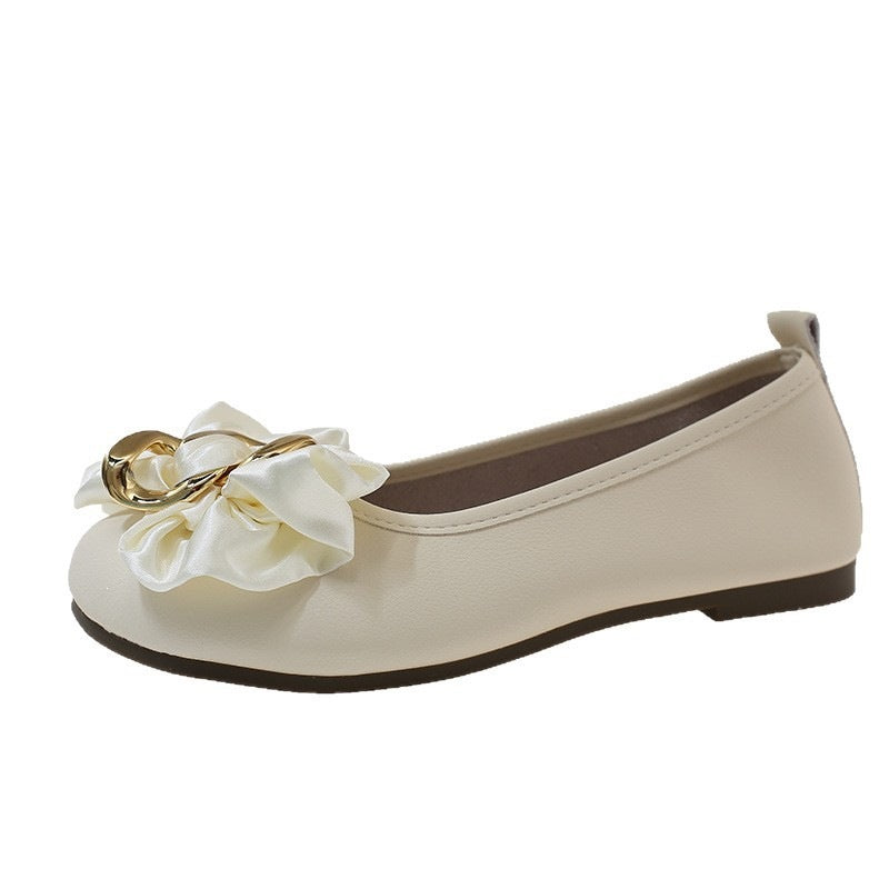Women's plus size bow accent loafers - round toe, flat, slip-on, comfortable flats