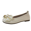 Women's plus size bow accent loafers - round toe, flat, slip-on, comfortable flats