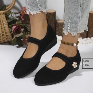 autumn new arrival: women's wedge heel single shoes for cross-border e-commerce. available in plus sizes. 0.5cm heel height difference. wholesale options available. dropshipping to  and