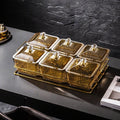 【with lid】amber 6-compartment fruit platter + iron stand, thickened plastic