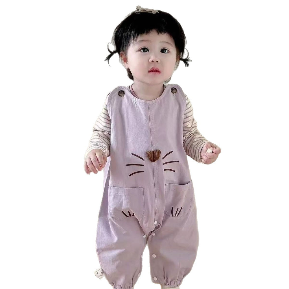 Spring and autumn overalls two-piece set baby onesie small month-old baby suit cute girl autum clothes