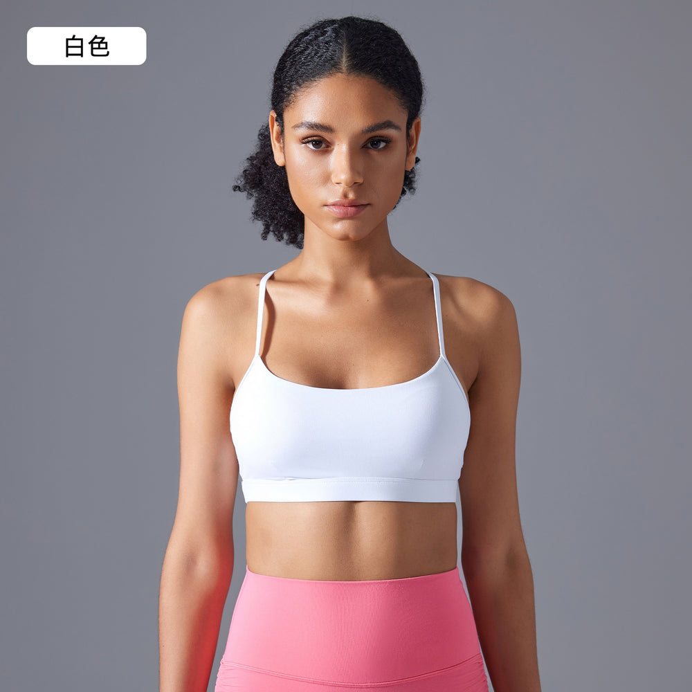 Adjustable straps backless sports bra women's running shockproof fitness bra barely-there yoga bra d25108