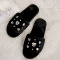 Wish supply flats rhinestone fur slippers women's fall and winter new arrival flats flip-flops cross-border plus sizeexport women's shoes