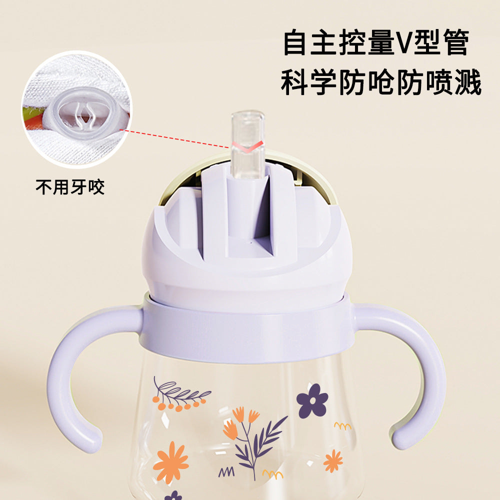 Baby sippy cup, tritan anti-choking training cup, baby sippy cup with measurement markings, children's anti-drop training cup, wholesale