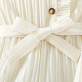 Girls' sleeveless romper dress with lace trim, chanel-inspired cinched waist, striped detail, and belted premium autumn jumpsuit pants