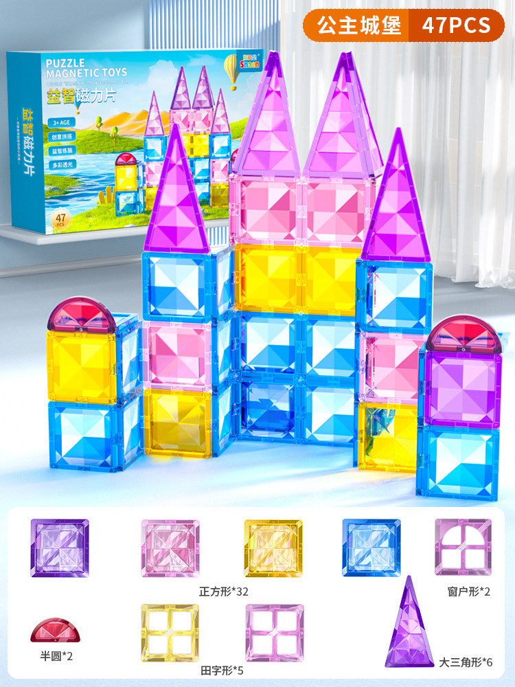 Magnetic window pane building blocks - magnetic puzzle toy for ages 2-3 - educational gift for boys and girls - perfect birthday present