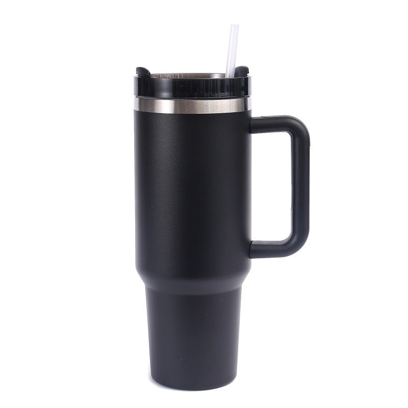 40oz 304 stainless steel large capacity insulated tumbler with handle, vacuum straw, car cup, gift water bottle, business gift