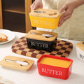 ceramic butter box with matcha knife rectangular for home cheese fresh-keeping sealed jar butter ceramic storage box
