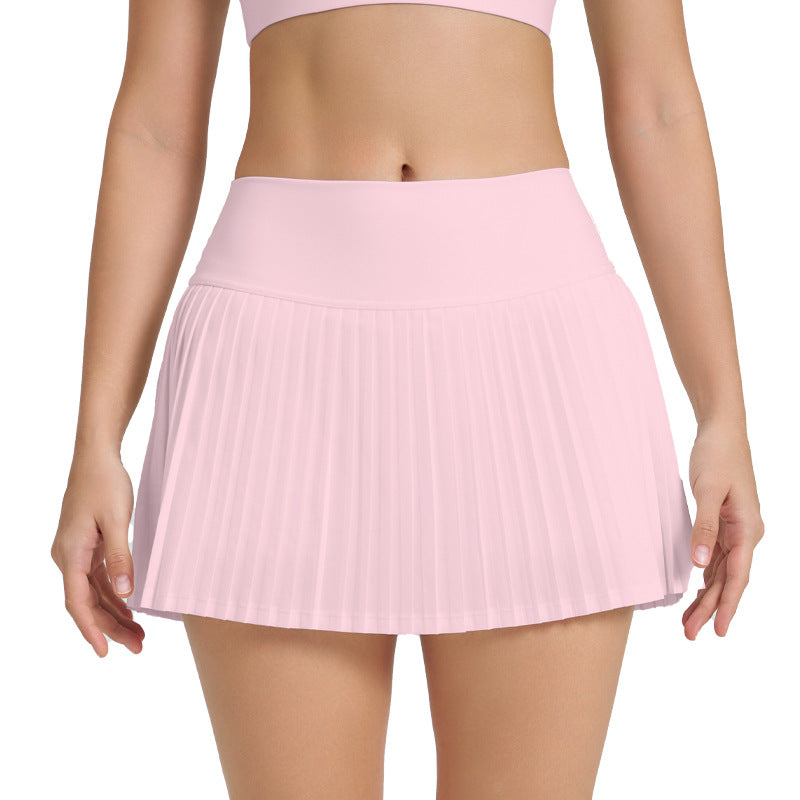 Fashion tennis skirt casual breathable pleated sports skirt for women fake two-piece quick-drying fashion tape high waist fitness skirt