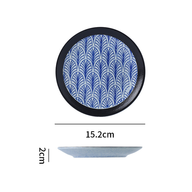 Japanese retro ceramic western dinner plate steak plate restaurant home hand-painted wave pattern unique ceramic sample room display plate