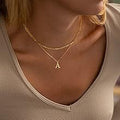 Amazon cross-border new 18k gold 26 letter pendant necklace fashionable exquisite layered choker chain two-piece set for women