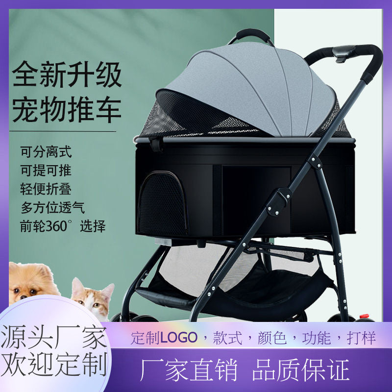 Yle factory direct pet stroller - outdoor pet stroller, detachable pet stroller, lightweight & foldable, outdoor pet..