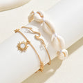 European and american new style minimalist natural shell summer anklet set - casual beach vacation style adjustable anklet jewelry