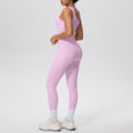 Sexy one-shoulder activewear set: high-waisted, figure-hugging leggings with pockets - perfect for outdoor leisure, running, fitness, and yoga