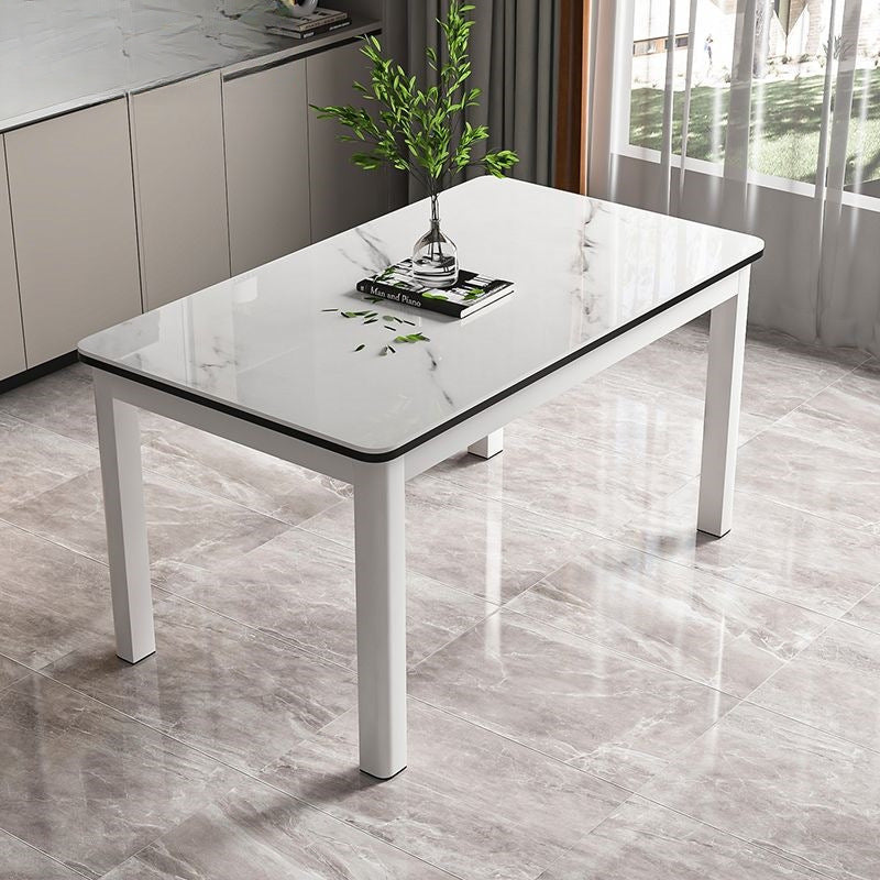 Tempered glass dining table and chair set - modern home dining table for small apartments, living rooms, and rental properties - rectangular table