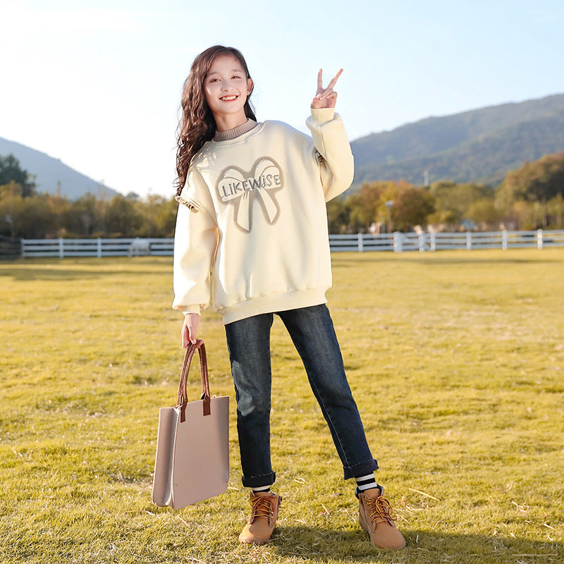 Girls' sweatshirt - autumn/winter  new collection: stylish and trendy winter tops for girls, fleece-lined outerwear for older children