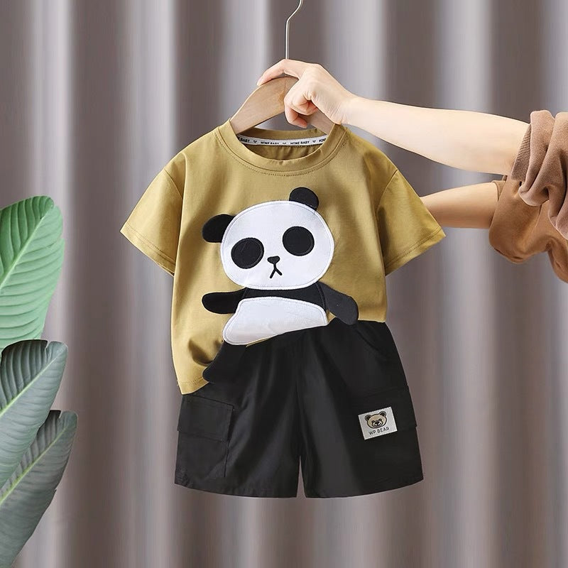 summer new boys' short-sleeve set: trendy & stylish t-shirt and shorts two-piece outfit - wholesale available