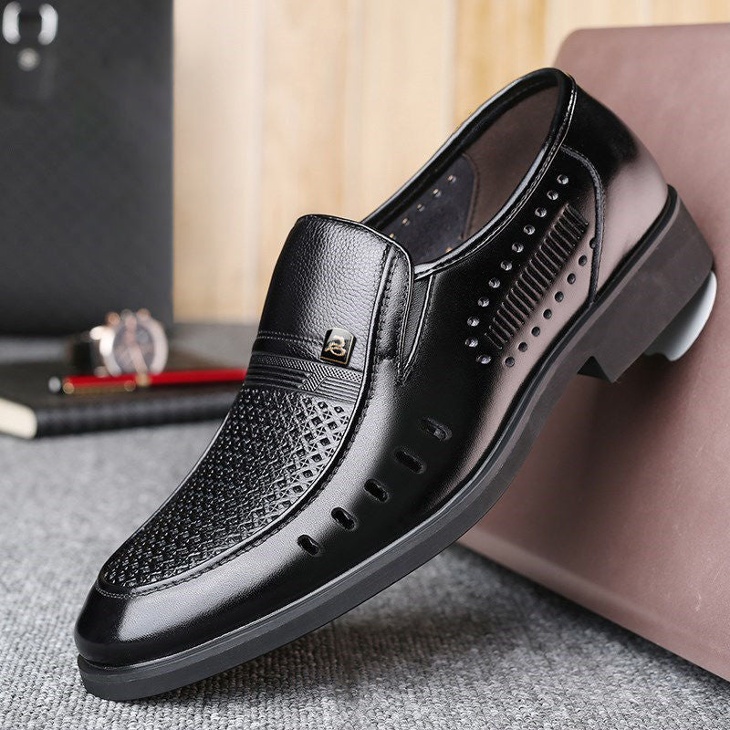 Dad shoes business formal leather shoes men's soft bottom elderly middle-aged and elderly casual men's shoes genuine wedding shoes for men