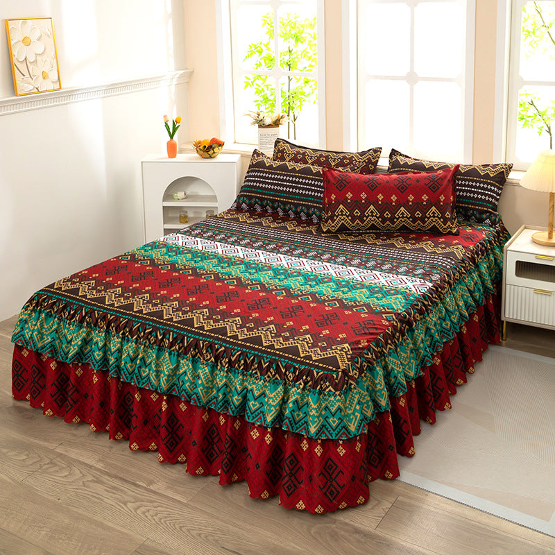 Bed skirt, fitted sheet, thickened bed sheets, comfortablenon-slip mattress protector, single piece simmons bed cover 1.8m double bed