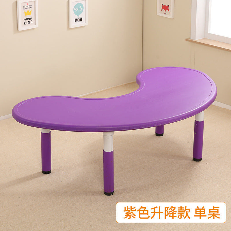 Children's table and chair set Kindergarten table and chair Baby painting game learning desk Plastic lifting moon creative table