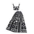 European and american style retro jacquard knit set - women's sleeveless tank top + midi skirt - high-end socialite two-piece outfit