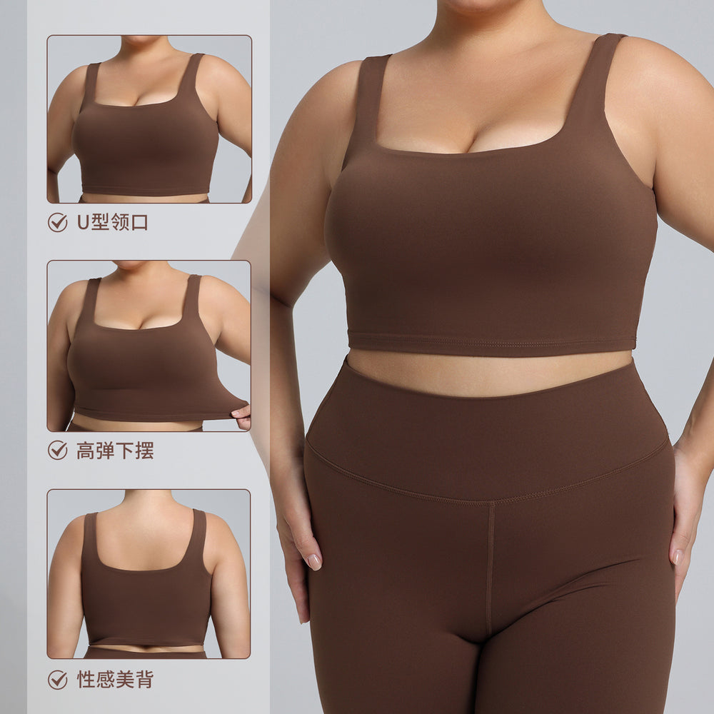 European and american plus size lycra sports bra, high-impact shockproof sports vest, women's lulu style seamless yoga bra