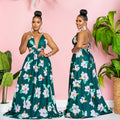 C6302 cross-border   fashion women's floral print sleeveless cami maxi dress