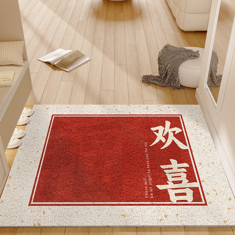 Entrance door mat, anti-slip red festive stain-resistant coil mat, no-wash wipeable  new arrival doormat