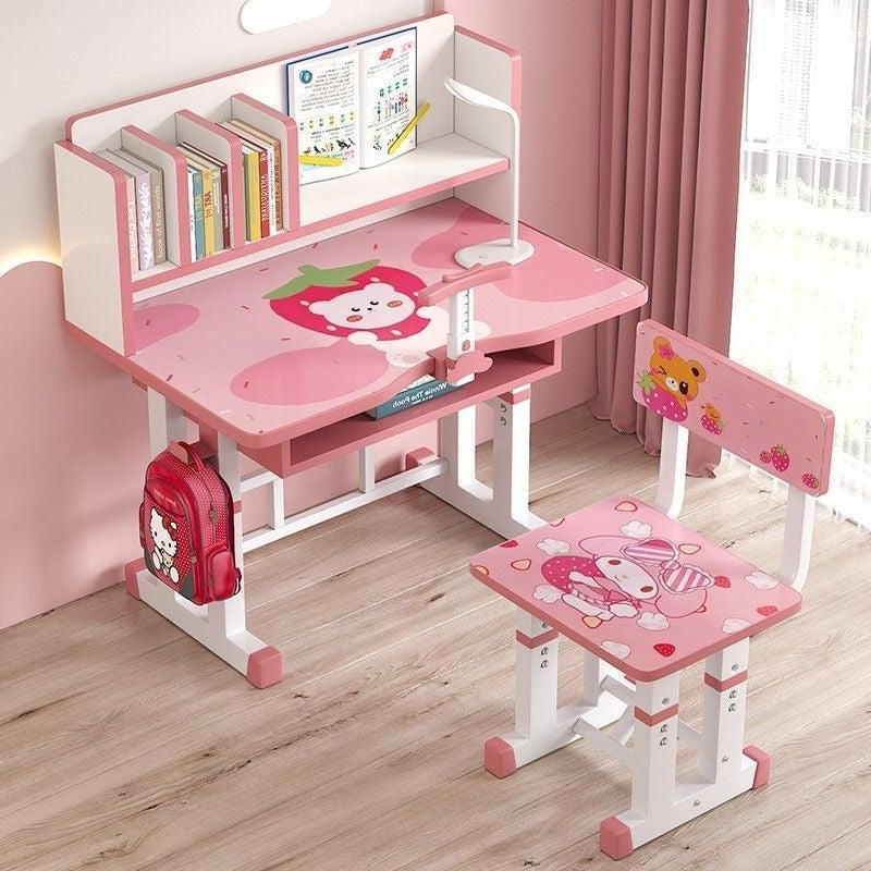 Children's study desk set - adjustable height writing desk and chair for elementary school students - posture correction table