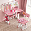 Children's study desk set - adjustable height writing desk and chair for elementary school students - posture correction table