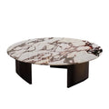 Italian minimalist living room coffee table, natural marble luxury stone round coffee table, suitable for small and large apartments, light luxury high-end home use