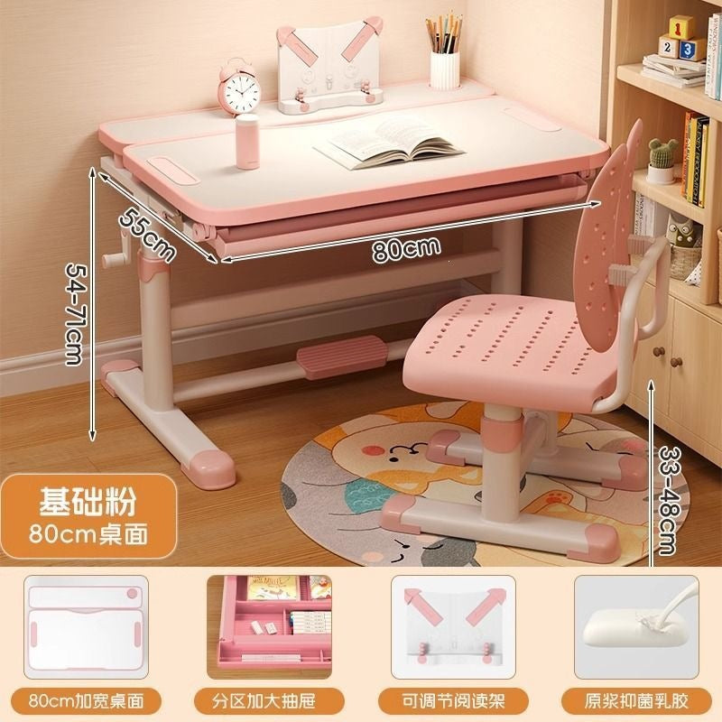 Children's study desk - adjustable height desk and chair set for elementary school students, home use, homework, dorm room, computer desk, office desk
