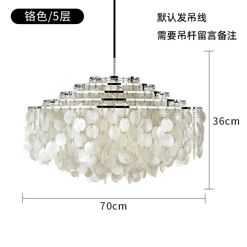 French Romantic Shell Chandelier Cream Wind Living Room Chandelier Italian Designer Bedroom Light Wind Chime Restaurant Lighting