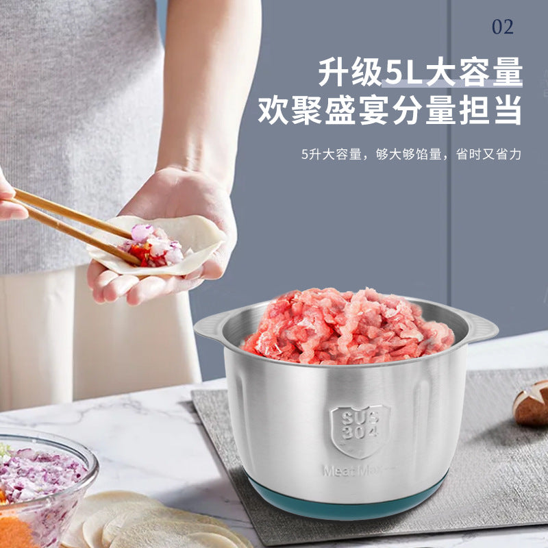 For home meat grinder five-speed stainless steel stuffing and vegetable shredding electric meat grinder small meat mincing garlic chili food processor