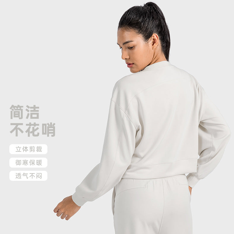 New air layer crew neck casual yoga long sleeve loose fit quick-dry drapey sports sweatshirt for women daw015