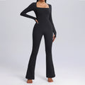 hot-selling one-piece yoga clothes personalizedfall and winter square neck long-sleeved fitness clothes women's dance training one-piece jumpsuit